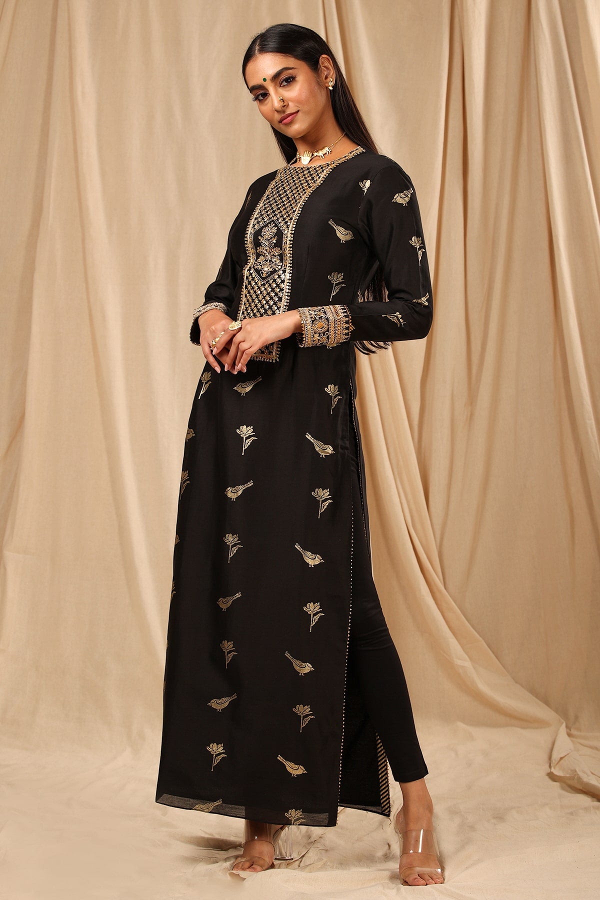 Black Vintage Fiona Kurta - The Grand Trunk