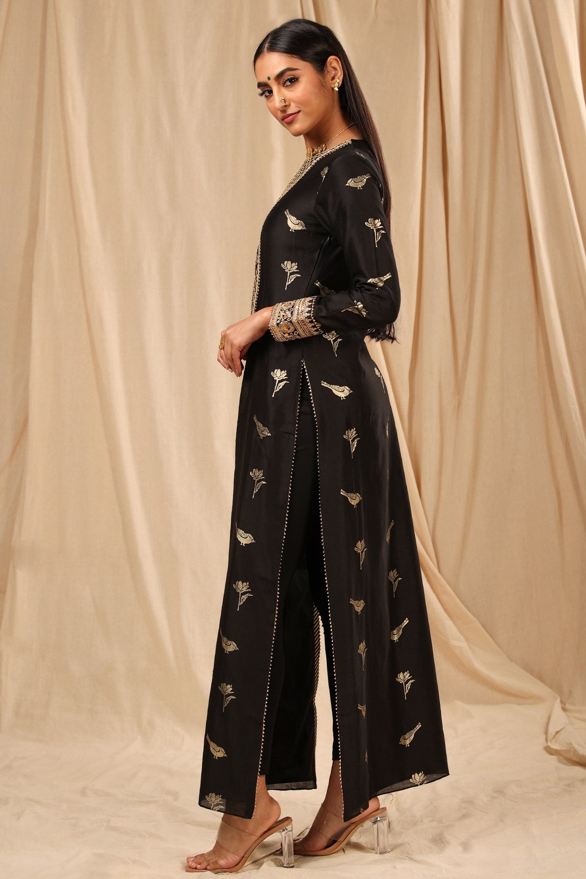 Black Vintage Fiona Kurta - The Grand Trunk
