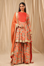 Load image into Gallery viewer, Peach Love in the Mist Sharara Set - The Grand Trunk