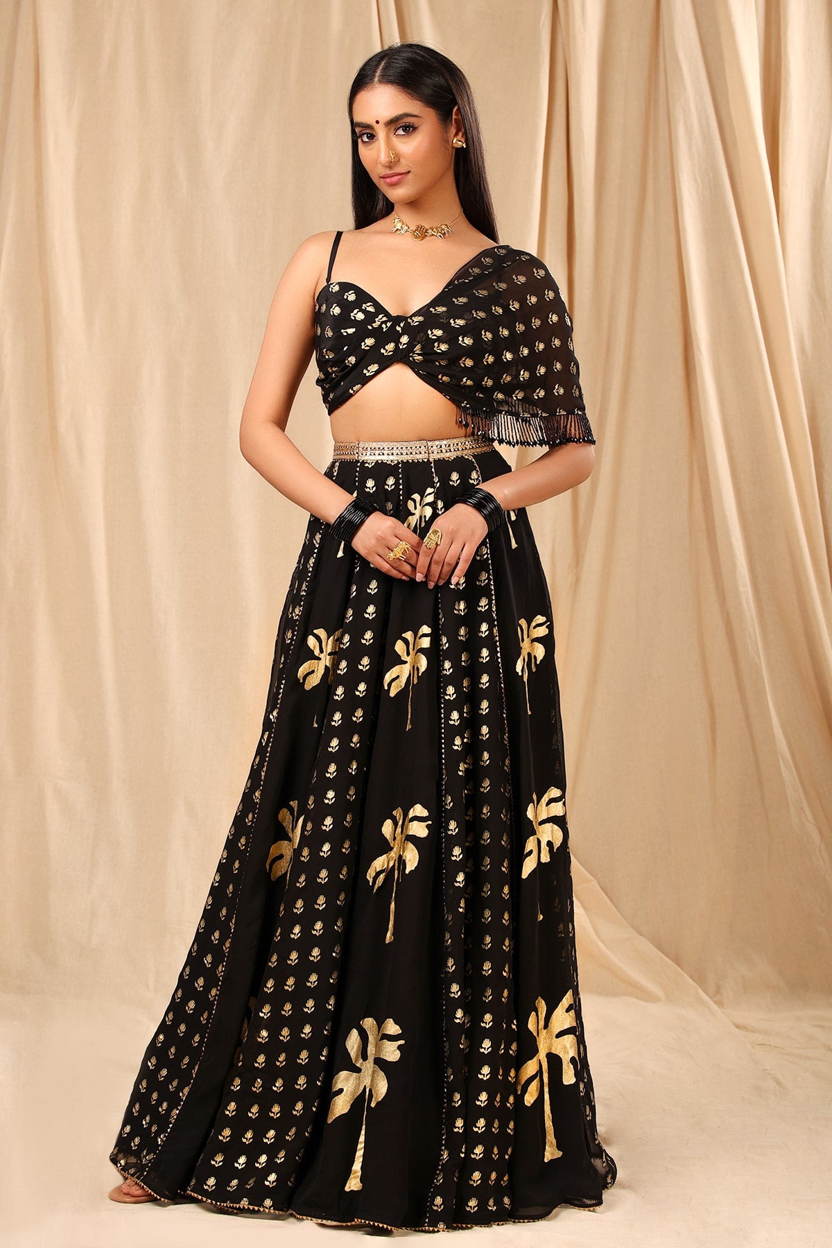 Black Wallflower Lehenga Set - The Grand Trunk
