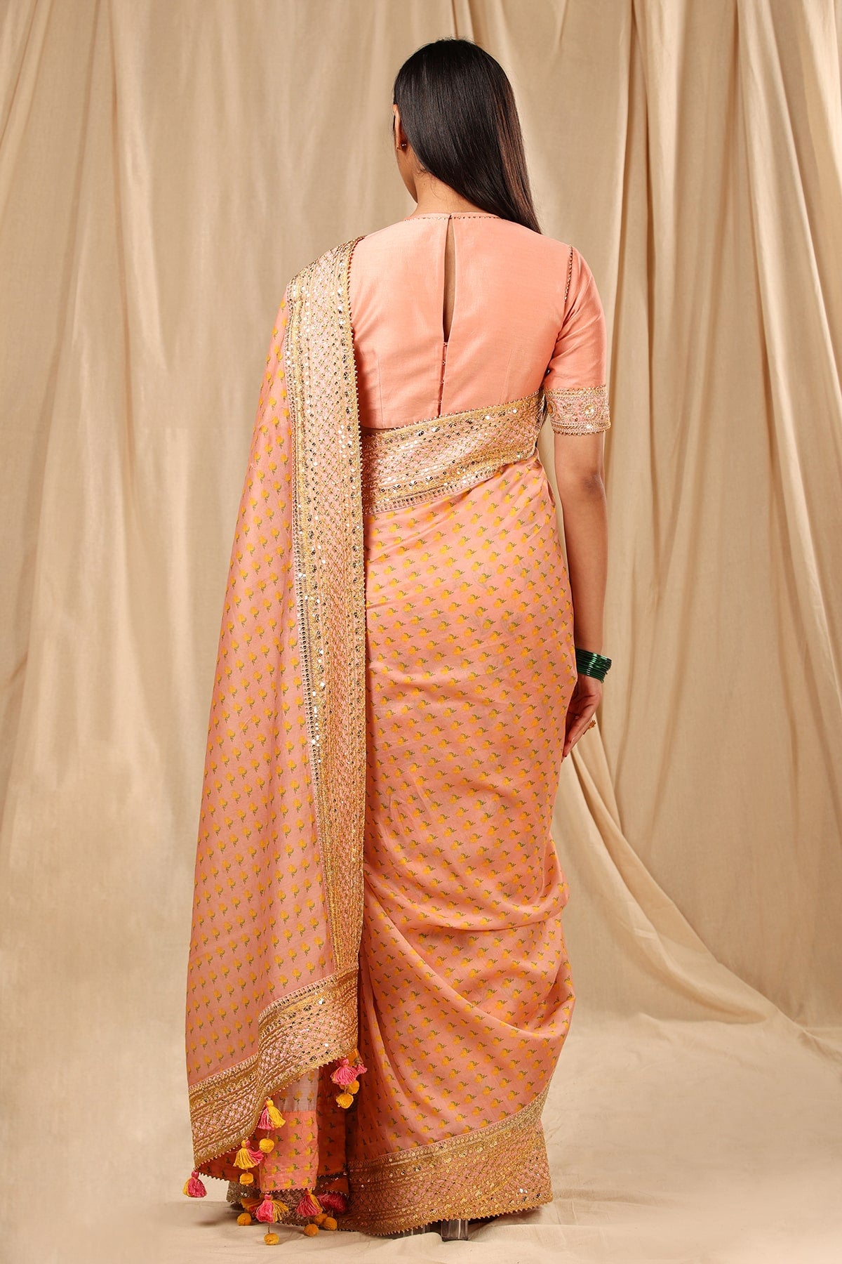 Rose Pink Bloomingdale Saree - The Grand Trunk