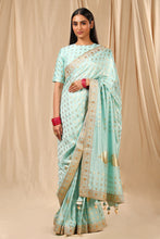 Load image into Gallery viewer, Sea Blue Lovebird in the Garden Saree - The Grand Trunk