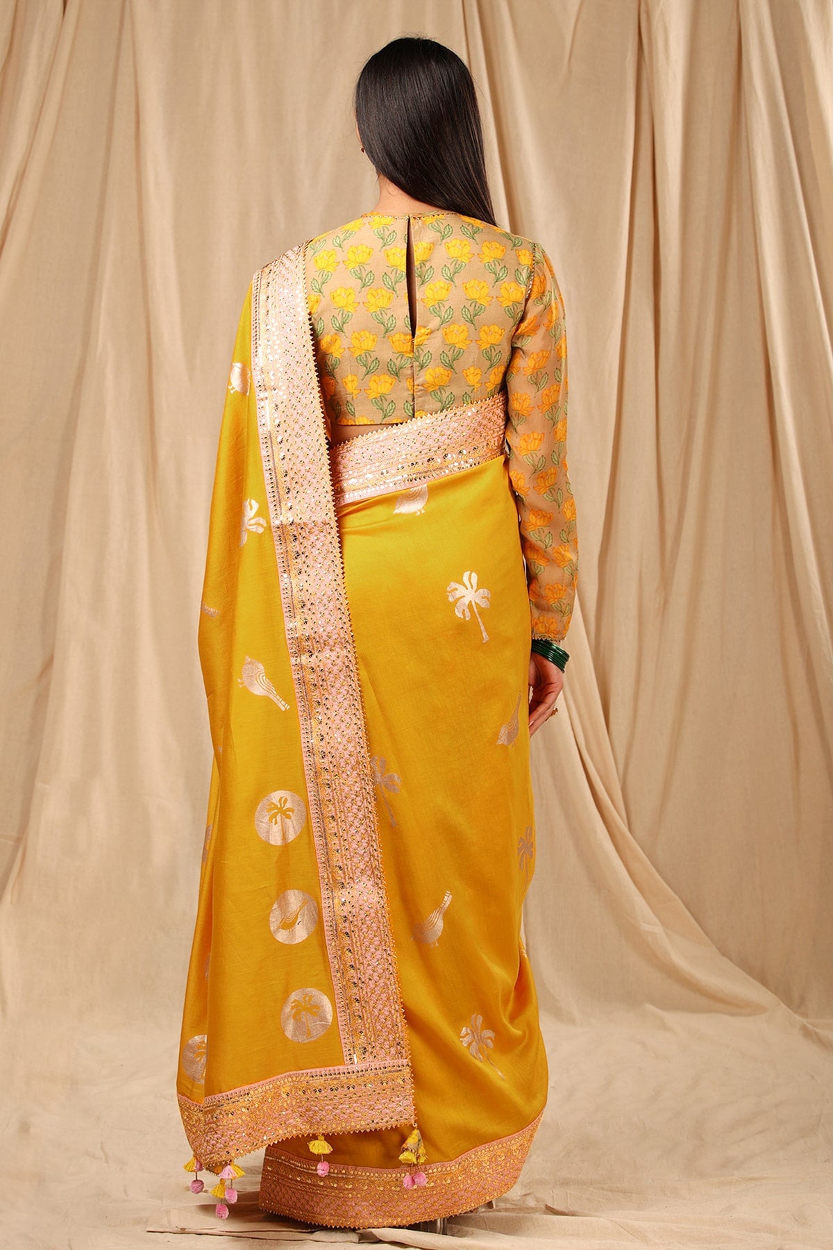 Florence Yellow Vintage Fiona Saree - The Grand Trunk