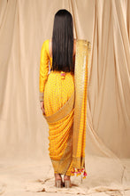 Load image into Gallery viewer, Mango Yellow Wallflower Dhoti Saree - The Grand Trunk
