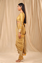 Load image into Gallery viewer, Beige Wallflower Dhoti Saree - The Grand Trunk