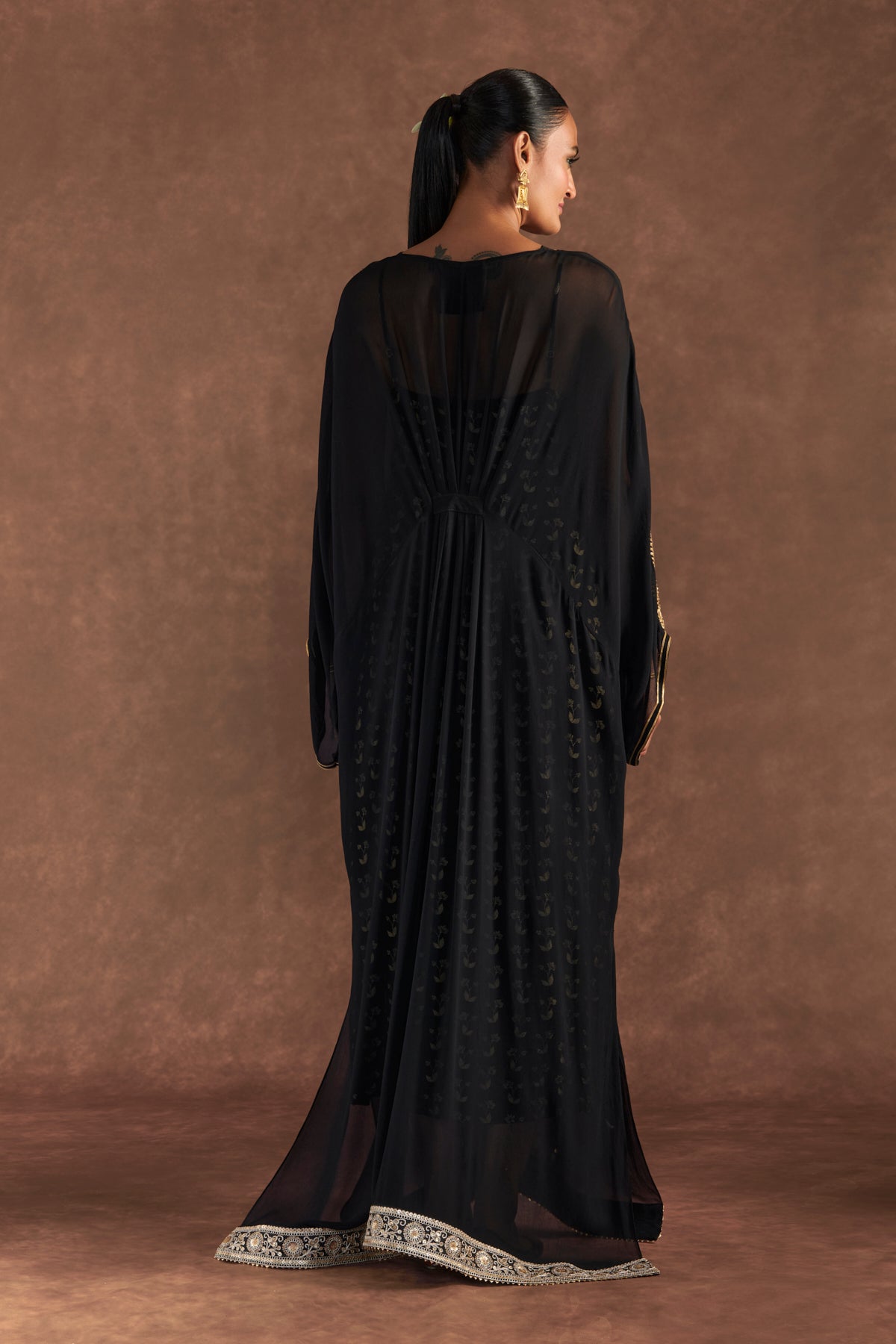 "Masaba Gupta black gota embroidered kaftan with slip " - The Grand Trunk