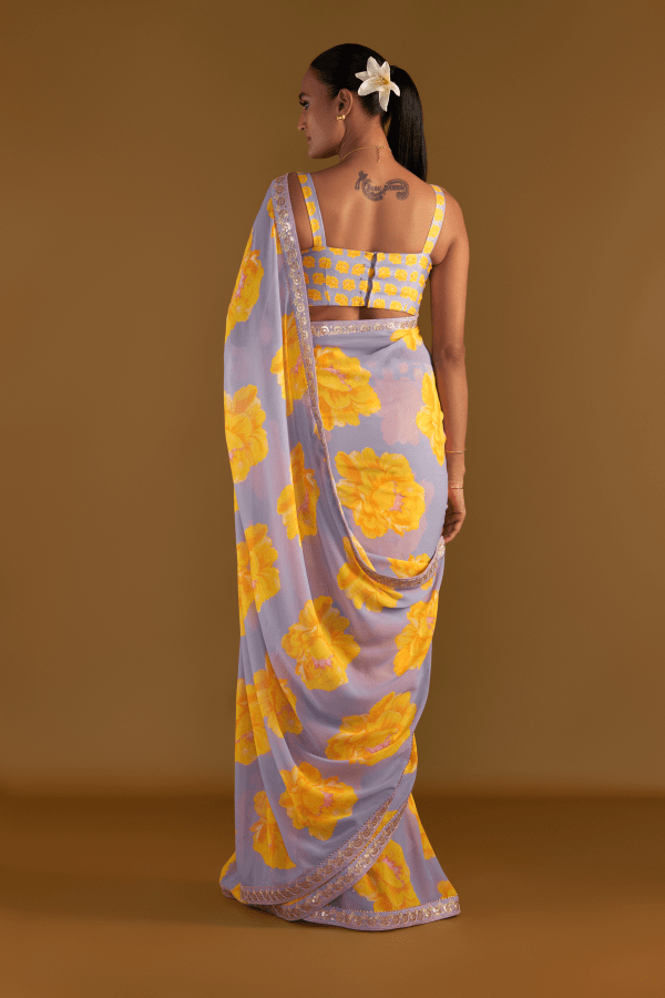 Lilac Sunshine Mimosas Saree - The Grand Trunk