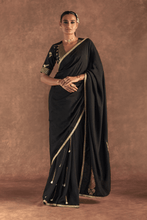 Load image into Gallery viewer, Black &#39;Paan-Patti&#39; Saree - The Grand Trunk