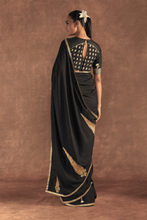 Load image into Gallery viewer, Black &#39;Paan-Patti&#39; Saree - The Grand Trunk