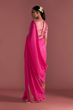 Load image into Gallery viewer, Magenta &#39;Paan-Patti&#39; Saree - The Grand Trunk