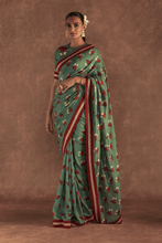 Load image into Gallery viewer, Moss Green Irisbud Saree - The Grand Trunk