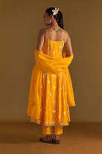 Load image into Gallery viewer, Mango Yellow Irisbud Anarkali Set - The Grand Trunk