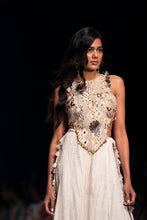 Load image into Gallery viewer, Off white georgette embroidered choli with abla silk sharara. - The Grand Trunk
