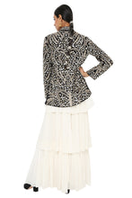 Load image into Gallery viewer, Payal Singhal Embroidered Jacket with a  Bustier And Frill Sharara - The Grand Trunk