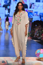 Load image into Gallery viewer, Stone crepe embroidered scalloped jumpsuit. - The Grand Trunk