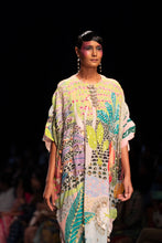 Load image into Gallery viewer, Tropical print crepe embroidered kaftan. - The Grand Trunk