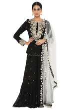 Load image into Gallery viewer, Payal Singhal  Mukaish Short Kurta With Frill Palazzo And Mukaish Dupatta - The Grand Trunk