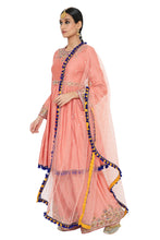 Load image into Gallery viewer, Tahira Coral Colour Embroidered Short Anarkali With Palazzo And Dupatta - The Grand Trunk