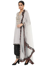Load image into Gallery viewer, Payal Singhal Embroidered Kurta With Black Colour Jogger Salwar And Grey Colour Dupatta - The Grand Trunk