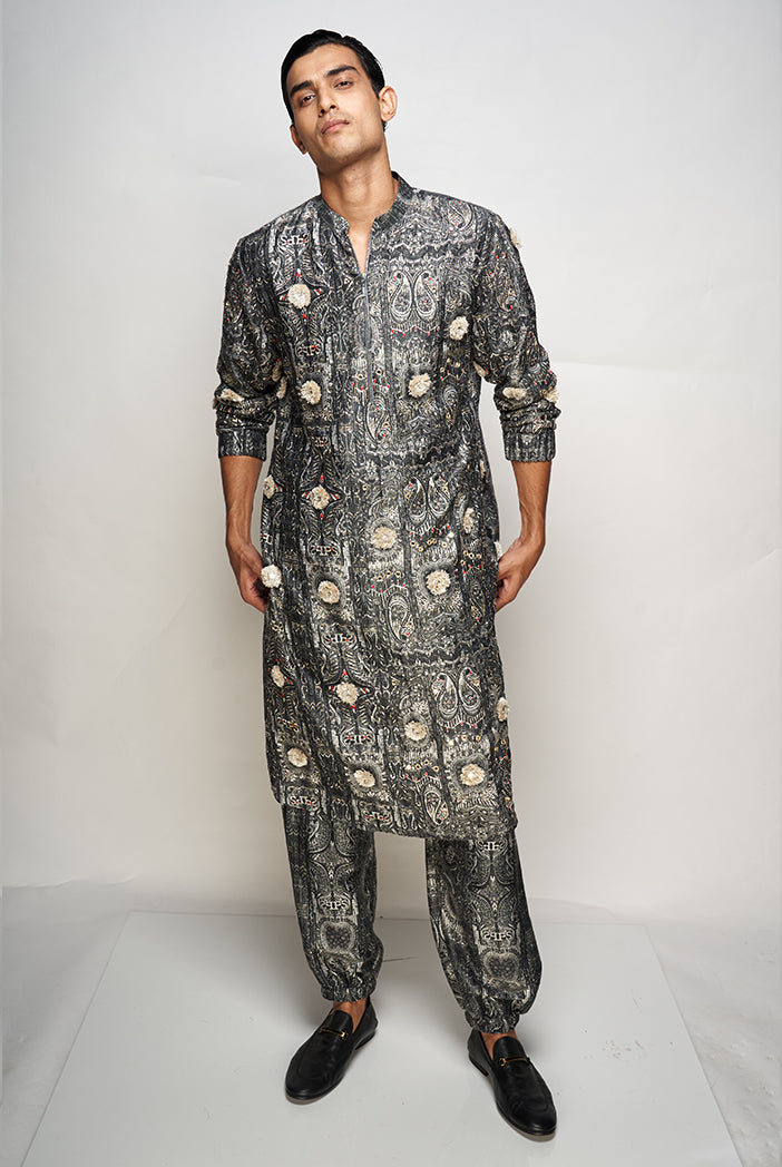 Payal Singhal Embroidered Jogger Kurta With Jogger Pants - The Grand Trunk
