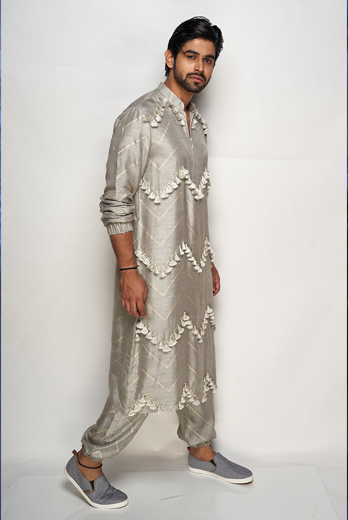 Banarasi Silk With Copper Pure Zari Kurta Set | Vootbuy