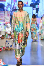 Load image into Gallery viewer, Tropical dupion silk printed bomber kurta with jogger pants. - The Grand Trunk