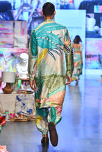 Load image into Gallery viewer, Tropical dupion silk printed bomber kurta with jogger pants. - The Grand Trunk