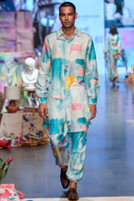 Load image into Gallery viewer, Painterly print dupion silk pathani kurta with jogger pants. - The Grand Trunk