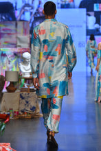 Load image into Gallery viewer, Painterly print dupion silk pathani kurta with jogger pants. - The Grand Trunk