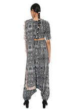 Load image into Gallery viewer, Payal Singhal  Printed  Blouse And Low Crotch Pants With Attached Drape - The Grand Trunk