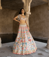 Load image into Gallery viewer, Abhinav Mishra Multicoloured floral pattern lehenga - The Grand Trunk