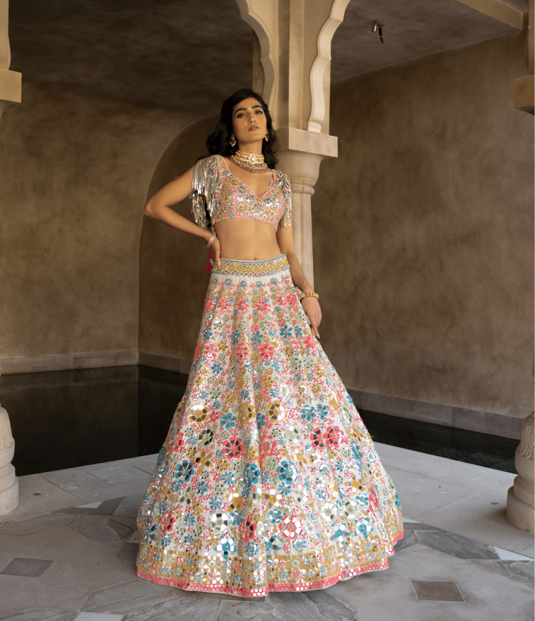 Abhinav Mishra Multicoloured floral pattern lehenga - The Grand Trunk