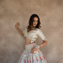 Load image into Gallery viewer, Abhinav Mishra Hand embroidered blouse with pastel shade printed lehenga - The Grand Trunk