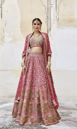 Adhyavi Embroidered Zardozi Silk Lehenga Set - The Grand Trunk