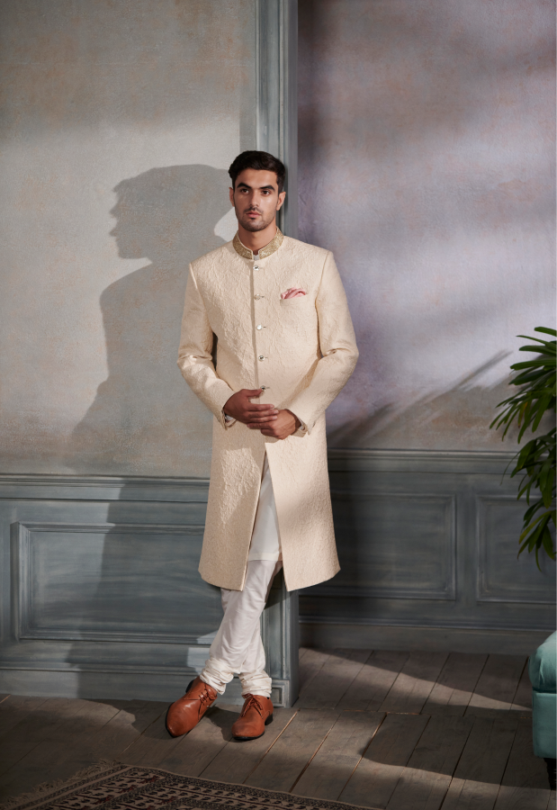 Paksha Sherwani – Ivory - The Grand Trunk