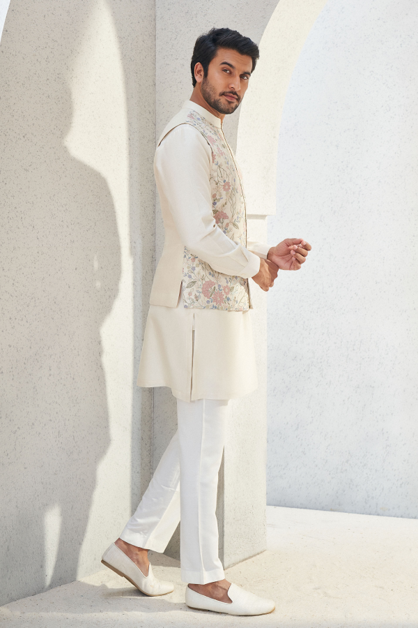 Cream colour sales nehru jacket
