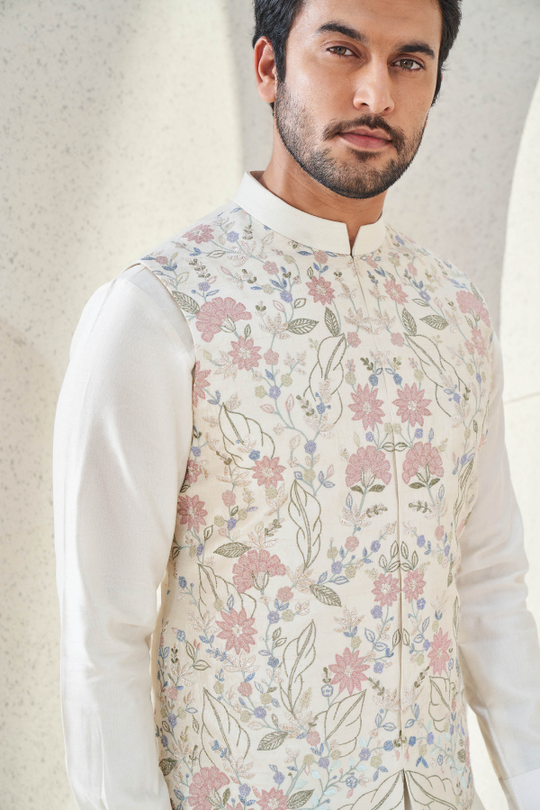 Nivan Nehru Jacket - Ivory - The Grand Trunk