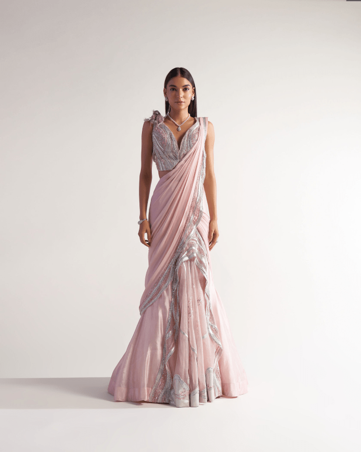 Sulakshana Monga Soft Pink Drape - The Grand Trunk