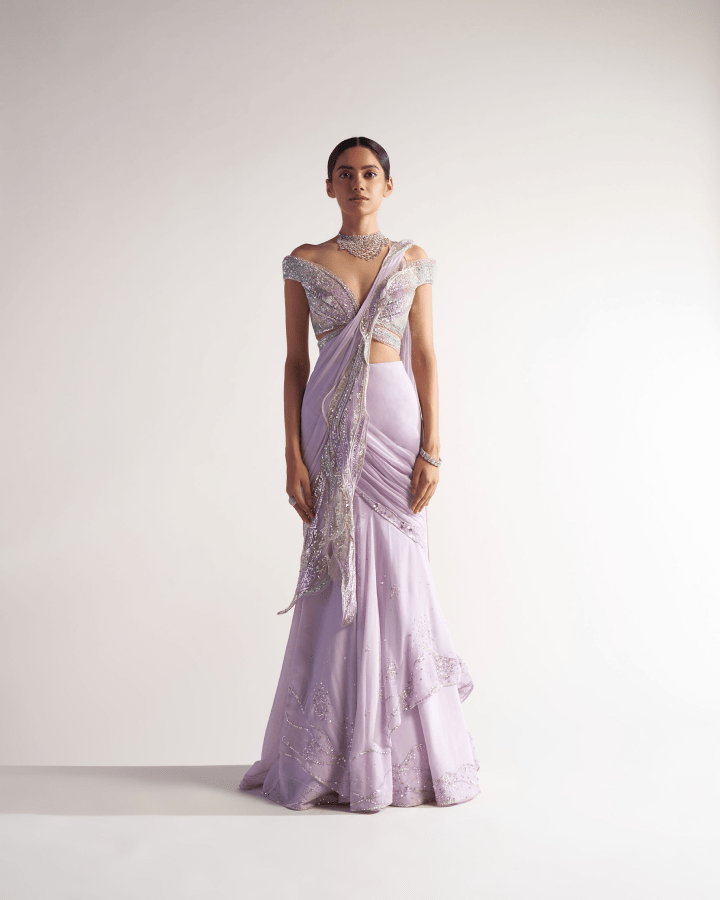 Sulakshana Monga Fishtail Saree - The Grand Trunk