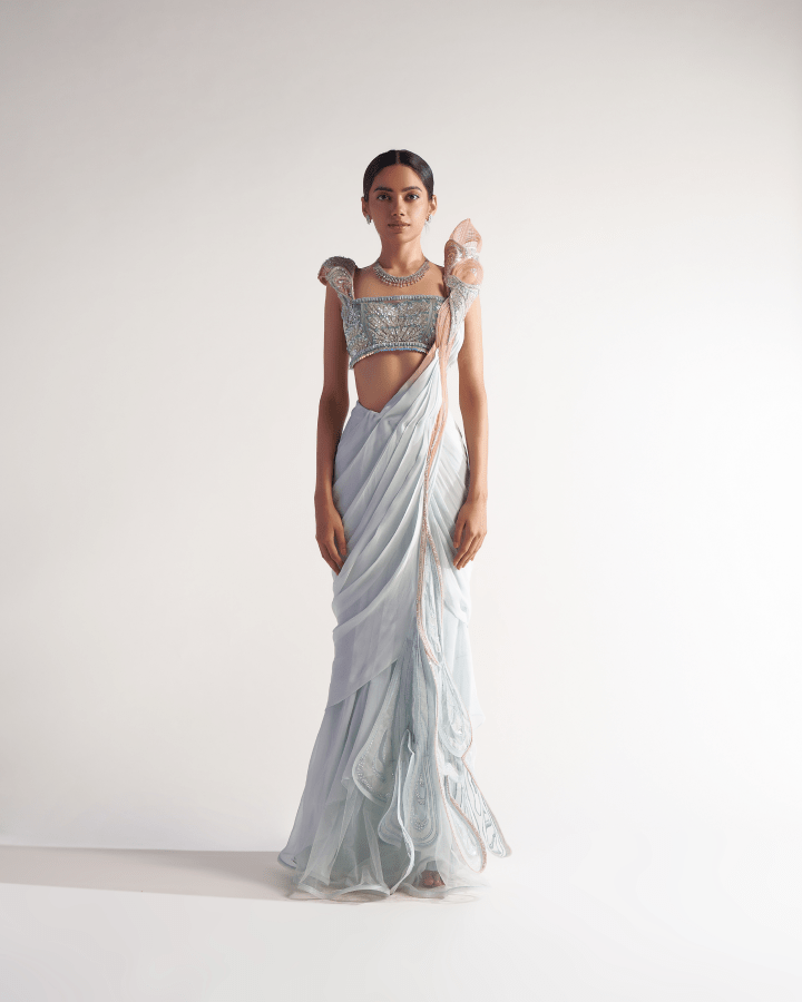 Sulakshana Monga Ice Blue Drape - The Grand Trunk