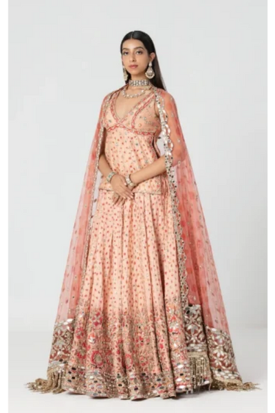 Abhinav Mishra Indra long top lehenga set - The Grand Trunk