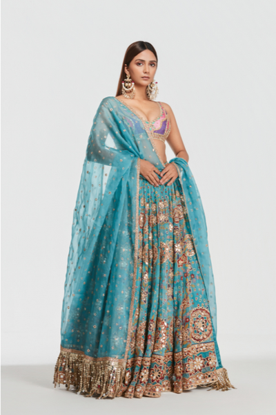 Abhinav Mishra Neelnoor Lehenga Set - The Grand Trunk