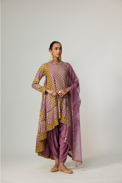 GREEN MULTICOLOR DHOTI KURTA WITH DUPATTA SET