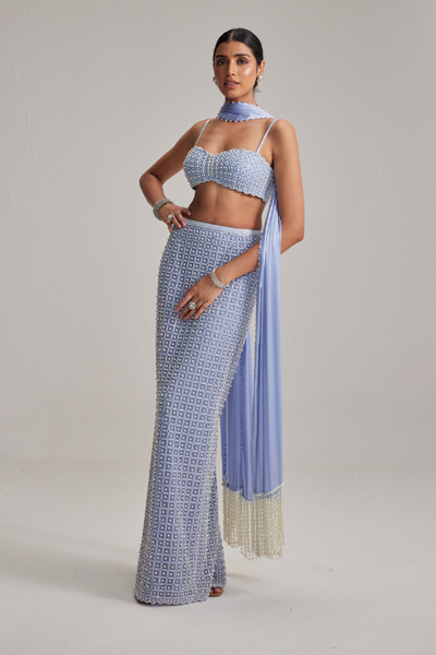 Dew Blue Pencil Skirt Set