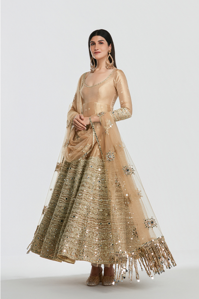 Abhinav Mishra Royal Gold Anarkali Set - The Grand Trunk