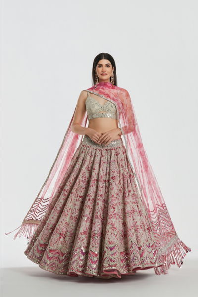 Abhinav Mishra Gulabia Lehenga Set - The Grand Trunk