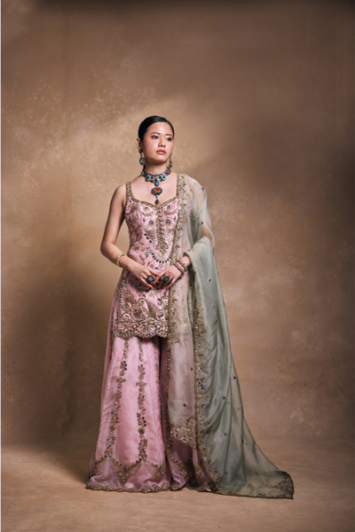 Tamanna Punjabi Kapoor in Blush and Sage Sharara Set - The Grand Trunk