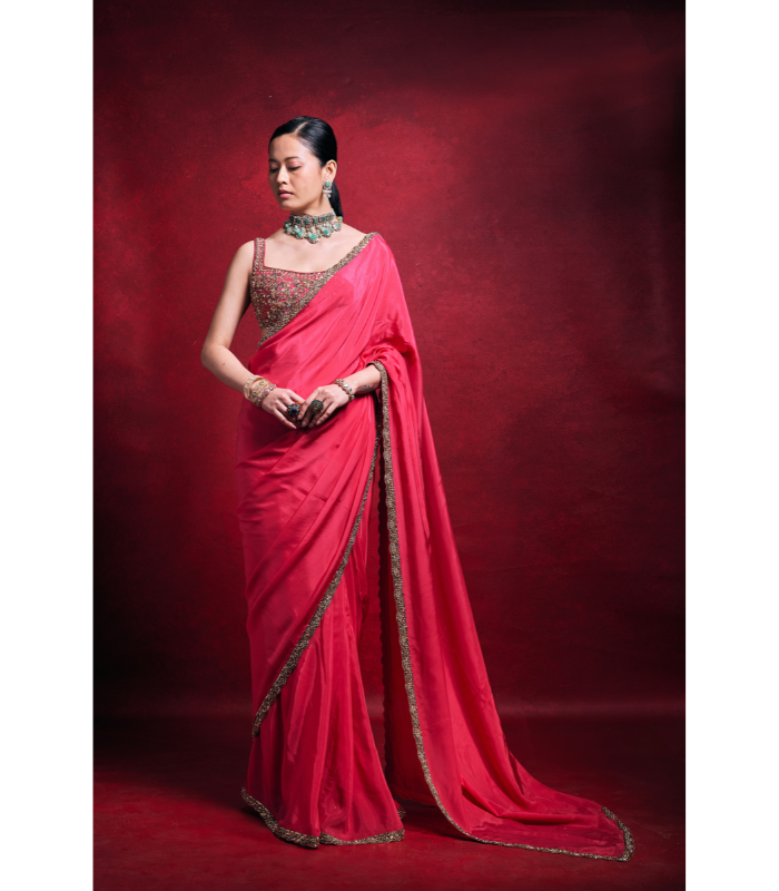 poth saree Tamanna Punjabi Kapoor in Fuchsia Pink Silk Saree