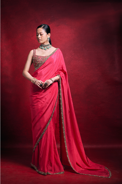 Tamanna Punjabi Kapoor in Fuchsia Pink Silk Saree - The Grand Trunk