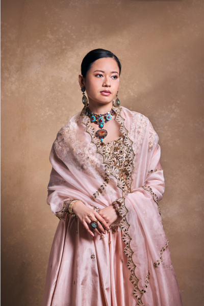 Tamanna Punjabi Kapoor Baby Pink Silk Lehenga Set - The Grand Trunk